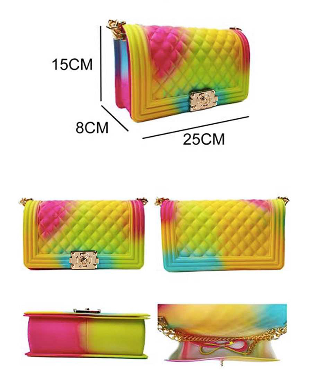 Mix Tone Textured Jelly Shoulder Bag 7061 RAINBOW